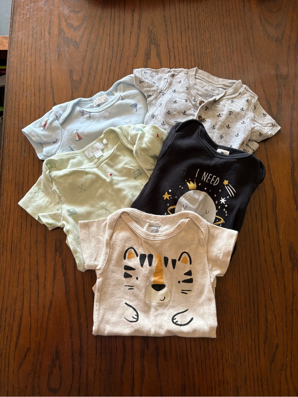 Carter's Baby Short Sleeve Onesies - Blue, Gray, Black, Green, Cream